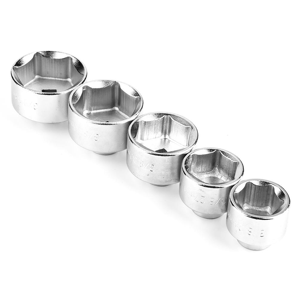 5 st oljefilterhylsa nyckelsats 24 mm 27 mm 32 mm 36 mm 38 mm