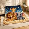 Safari Animals On Clouds Coral Fleece Blanket Nursery Decor