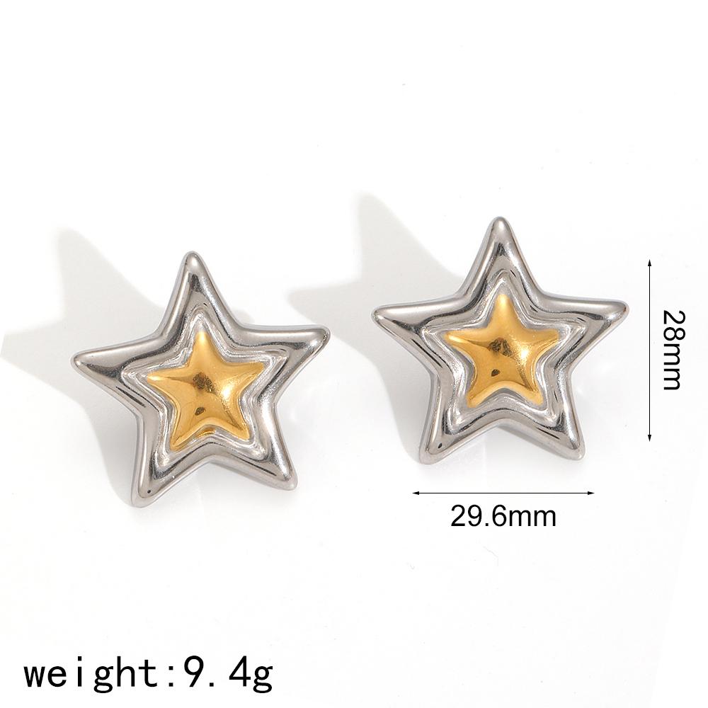 Fashion Delicate Star shaped Stainless Steel Geometric Earrings Metal Smooth High Quality Polished Waterproof Jewelry