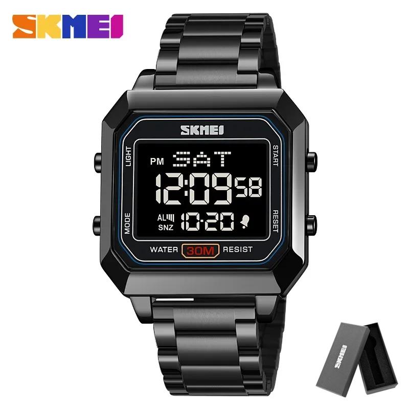 SKMEI 2149 Night Glow Electronic Watch Men's Electronic Square Steel Band Student Multi Functional Sports Waterproof