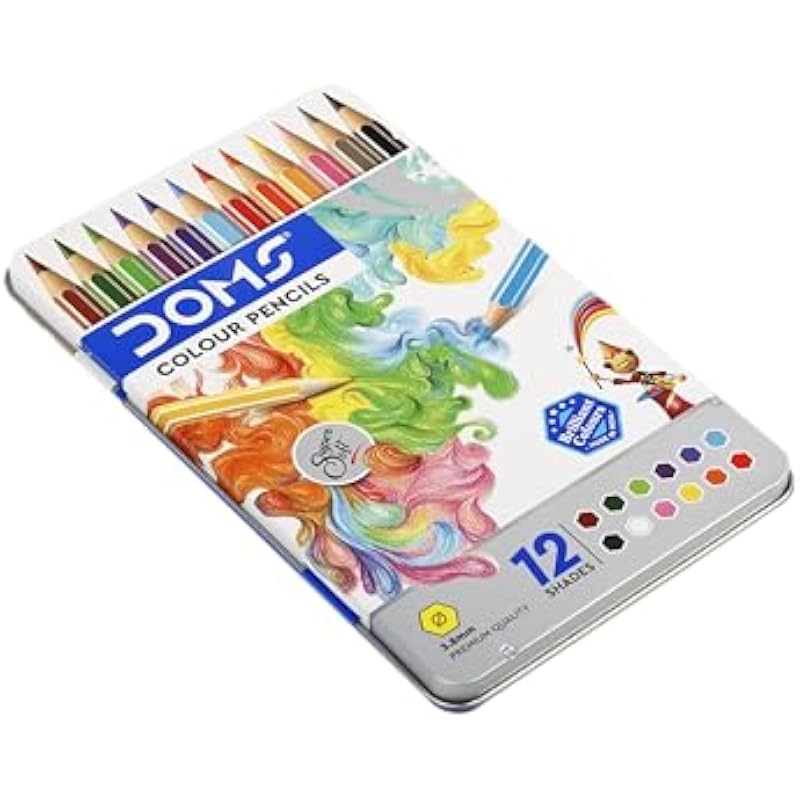 Doms Fsc 12 Colour Pencil Flat Tin|Multicolor