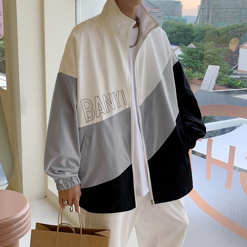 Buy Spring And Autumn New Stand Collar Jacket Color Matching Jacket at ...