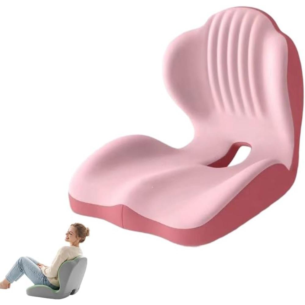 Office chair cushion with lumbar support: ergonomic cushion, L-shaped integrated design - memory foam with coccyx hollow design