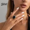 Vintage Style Ring/Earrings Women Ring/Earrings with Large Square Stone Retro