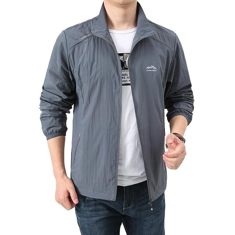 Summer 1011 men's ultra-thin breathable stand-collar UV protection jacket, fishing suit men's skin clothing live stream