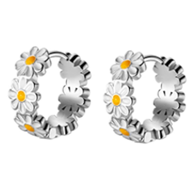 

Huggie Earrings Daisy Hoop Earring for Sensitive Ears Daisy Sunflower Jewelry Mother Day Birthday Gift for Women Girl 1