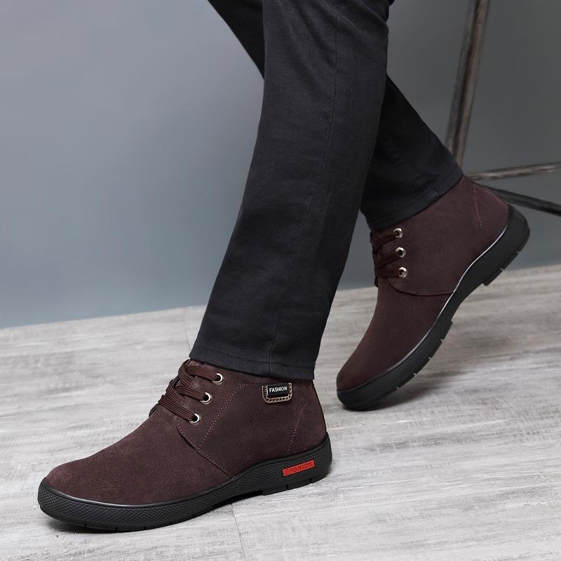 Winter wool men's cotton shoes warm leather boots men's shoes old Beijing plus size leather shoes thickened non-slip and wear-resistant