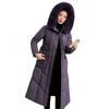Women's long over-knee solid-color cotton-padded clothes, new autumn and winter Korean version waist fashion big fur collar down cotton clothes