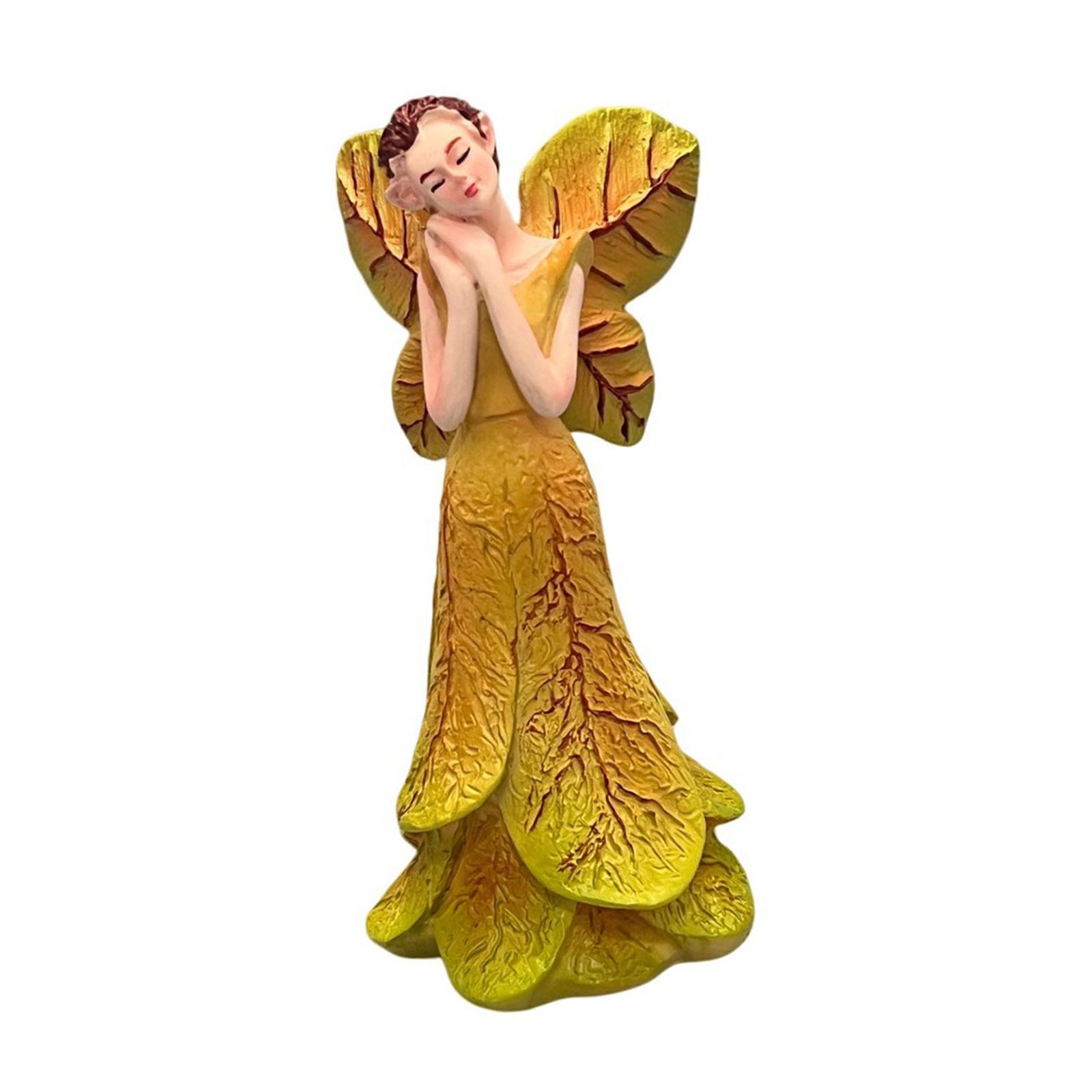 

Flower Fairy Statue Girl Figure Collectible Creative Art Piece Sculpture for жёлтый