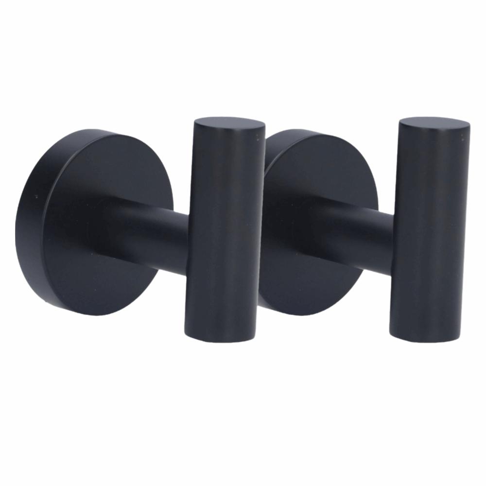 2 PCS Stainless Steel Towel Hook Black Coat Hook Stable Robe Hook  Door Hanging