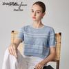 Women's Mulberry Silk Blend Striped Knit T-Shirt