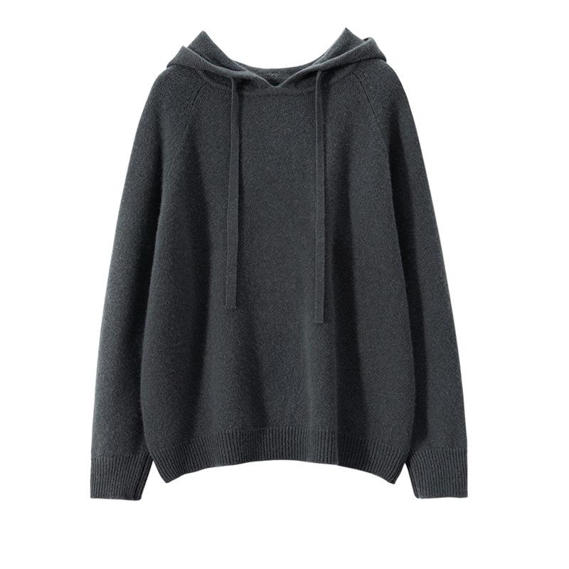 Women's Hooded Cashmere Sweater: 2026 Winter Solid Color Versatile Slimming Pullover
