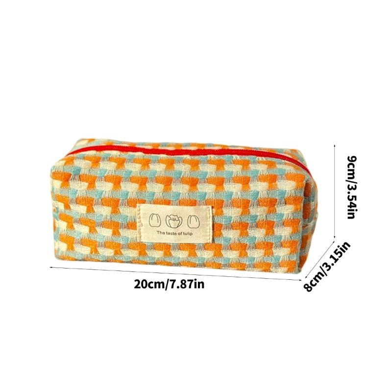 Woven Fabric Pencil Case Large Capacity Pencil Bag Multipurpose Pen Pouches for Students Women School Office Daily Use