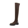 Autumn and winter women's thick-soled over-knee boots round head medium heel large size leather boots sleeve suede boots Korean version M