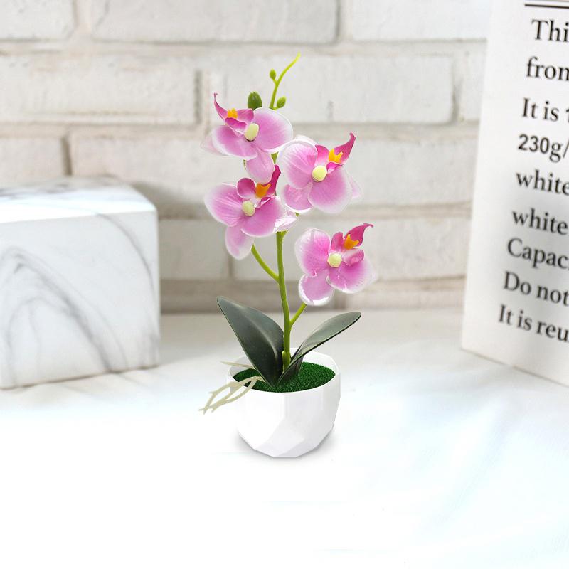 Artificial Flower Simulation Butterfly Orchid Potted Bonsai with Pot Creative Fake Potted Plants Simulated Silk Flower Decor