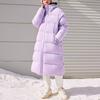 Fila Fusion Solid Color Zipper Hooded Long Down Coat Unisex Outerwear Fantasy-Purple T11U343905F-VT