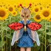 Bee Ladybug Wing Set with Headband Organza Costume Accessories for Kids Adults Dress-Up Party Decor for Performances Holiday Events