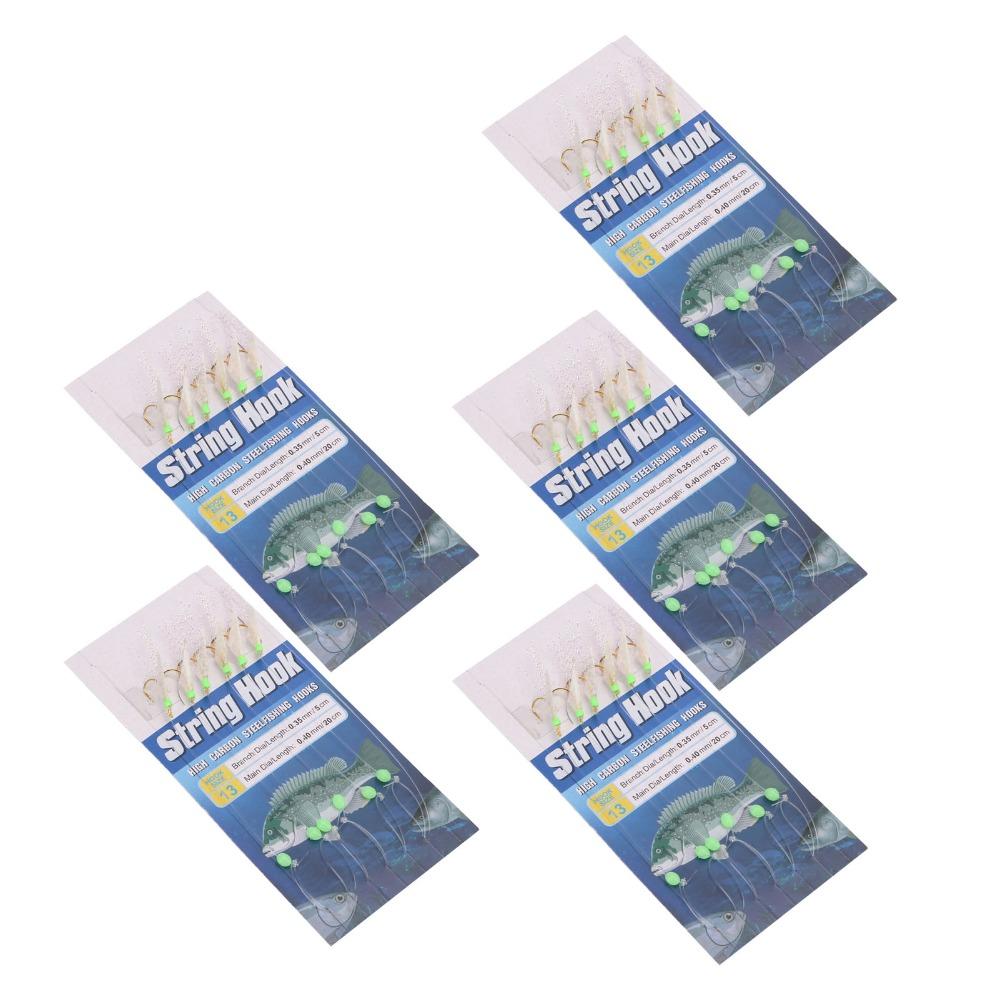 5 Sets Soft Fish Skin Fishing Rigs with Luminous Beads Fishing Lure Rigs Saltwater Fishing