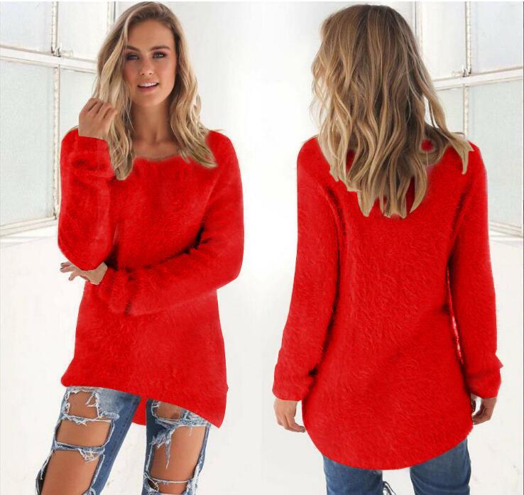 Women's Solid Color Long Sleeve Sweater Top for Autumn/Winter