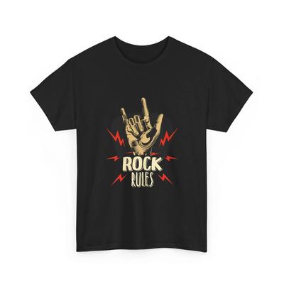 Rock Rules T-Shirt | Metal Hand Graphic, Cool Black Cotton T-Shirt, Litt Style