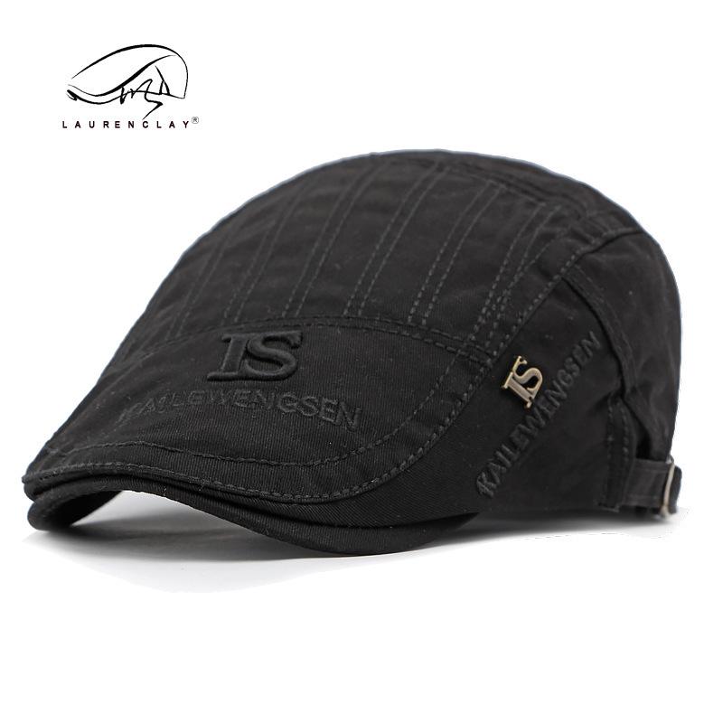 

Unisex Spring/Summer Cotton Flat Cap: Retro British Fashion Forward & Casual Beret Adjustable чорний