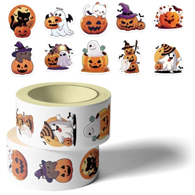 Bulk 500Pcs Cartoon Pumpkin Stickers Adhesive Suitable For Scrapbooking Laptop Phone Case Kids Crafts Holiday Decoration