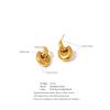 Yhpup Stainless Steel U-Shape Statement Earrings 18K Golden PVD Plated Texture Metal Daily Waterproof Jewelry Accessories