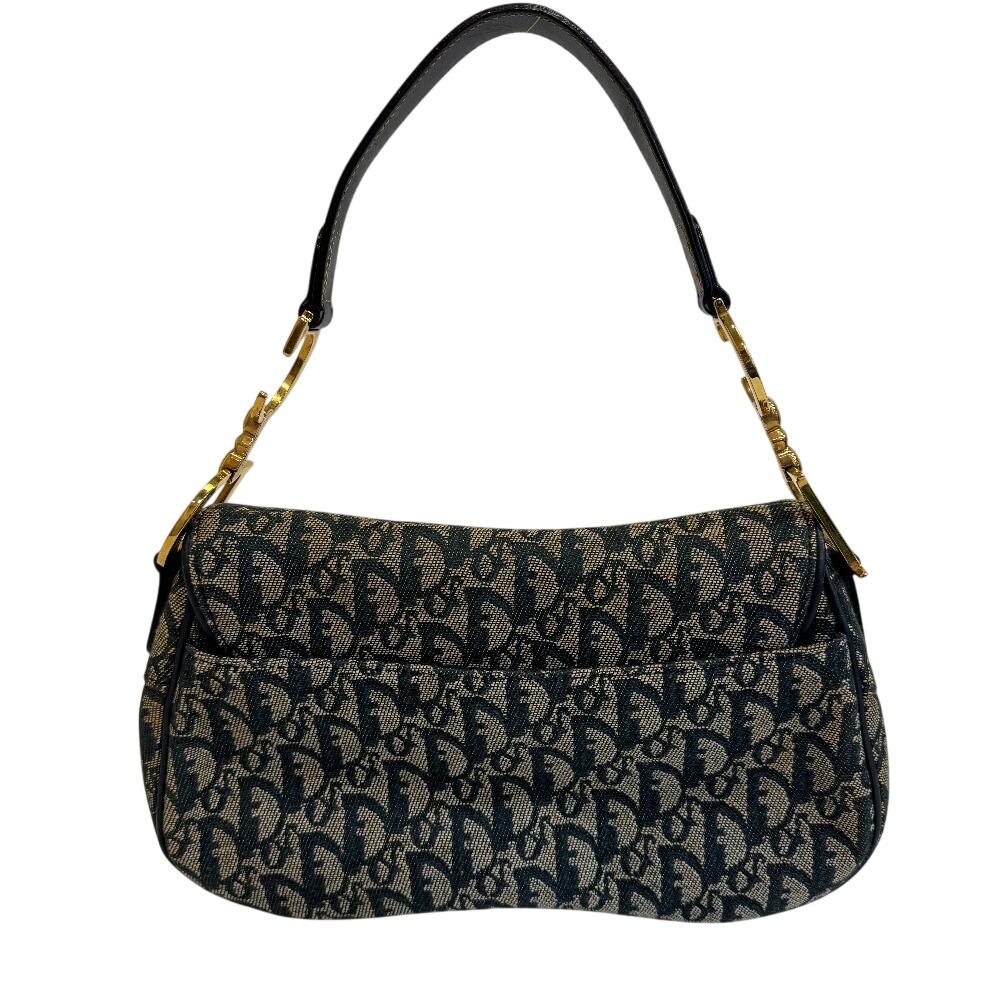 Dior Trotter Canvas Saddle Shoulder Bag Navy Canvas Used