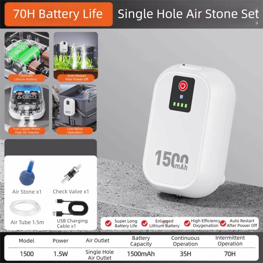 

70H/115H Aquarium Oxygen Pump USB Charging Ultra Silent Fish Tank Oxygen Pump Waterproof Rechargeable Oxygen Generator Outdoor