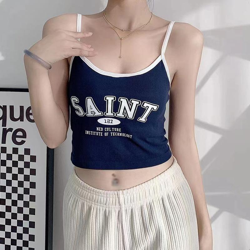 

Женские майки без рукавов с мягкой подкладкой и буквенным принтом One Size