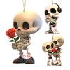 Skull Car Ornament 2D Acrylic Skull Couple Car Rearview Mirror Accessories Skeleton Charm for Vehicle Car Interior Home Decor