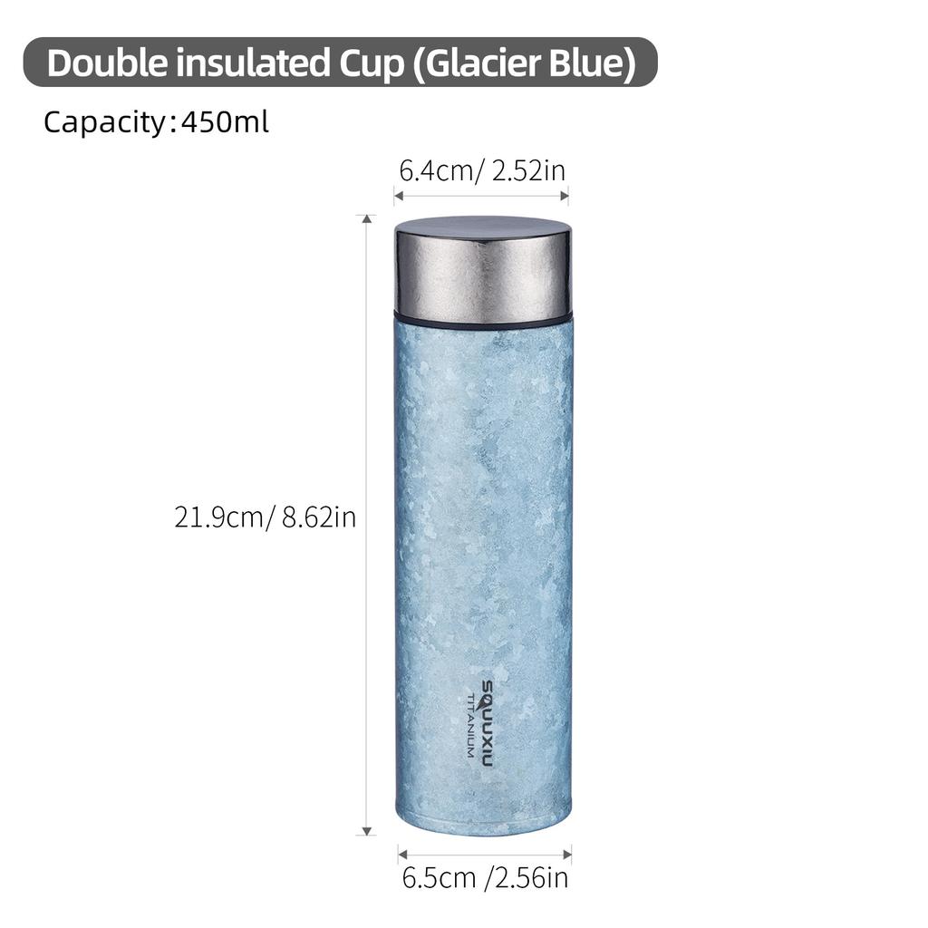 Lättvikts Reseisolerad Vattenflaska 450ml Titan Vakuumflaska med Te-filter Utomhus Metall