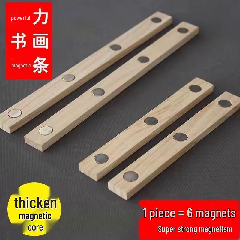 

Rectangular Solid Wood Calligraphy Brush Holder with Magnet Paperweight for Chinese Painting N38 magnet core strip (pine 20cm) 2 pcs