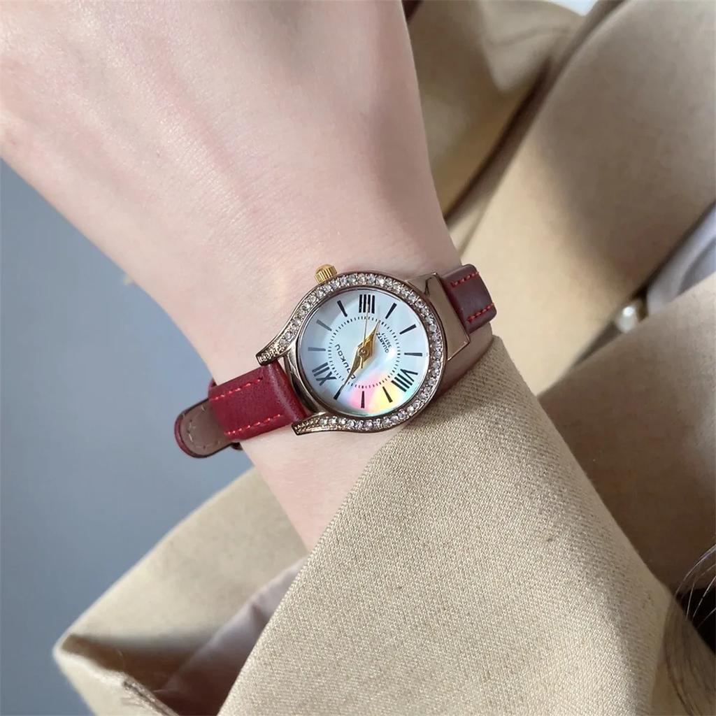 Fashion Watches for Women Brand Luxury Ladies Girls Versatile Thin Strap Leather Diamond Quartz Wristwatches Women Reloj Mujer