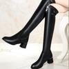 Winter New Over the Knee Boots Outdoor Non Slip Soft Leather Shoe Fashion Thick Heeled Long Boot Skinny Casual Ladies Shoes
