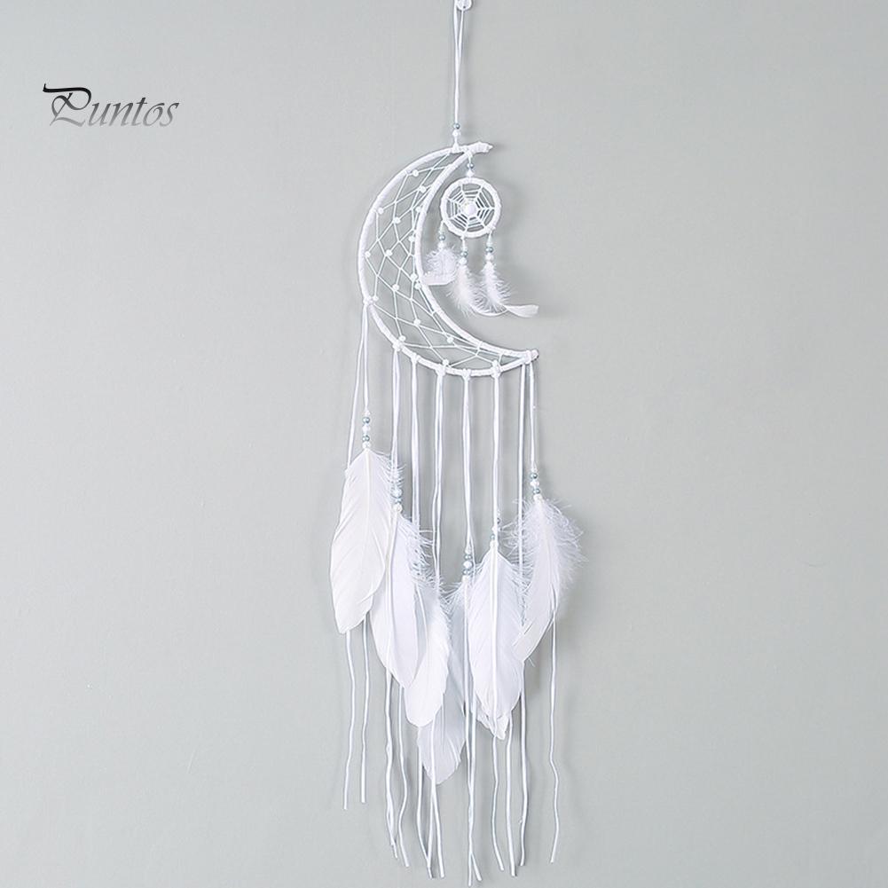 Puntos Home Schlafsaal Anhänger Wand Ornament Dekor Mond Feder Traumfänger hängen