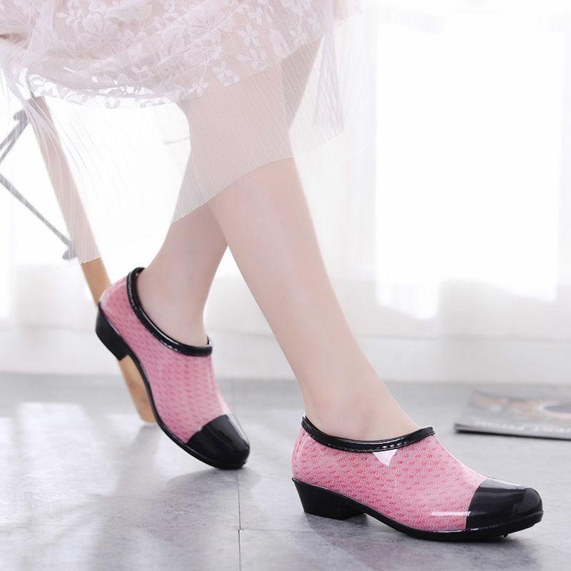 Low-top kitchen work rain shoes women's water shoes light-mouth rain boots spring and summer low tube anti-skid car wash anti-skid rubber shoes