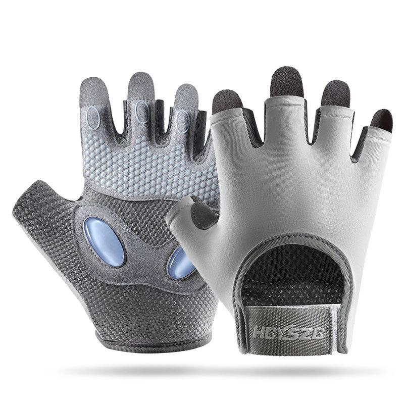 1 Par Sportshandskar Halvfinger Stötdämpande Halkfria Justerbara Kardborreband Slitstarka Unisex Andningsbara Träningscykelvantar