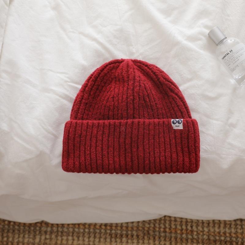 Large Head Circumference Thick Line Knitted Hat Men's Winter Thickened Warm Woolen Hat Simple Pullover Hat Cold Hat Women's Face Small