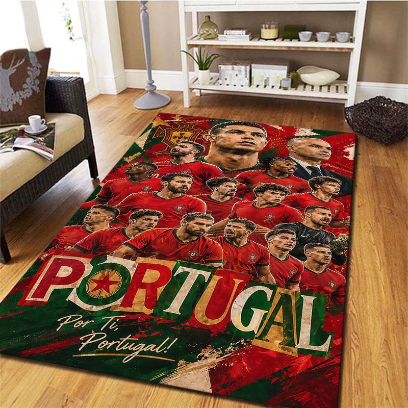 Portugal Nationalmannschaft Teppich für Wohnzimmer Schlafzimmer Zuhause Sofadekoration, Kinder spielen Rutschfeste Bodenmatte