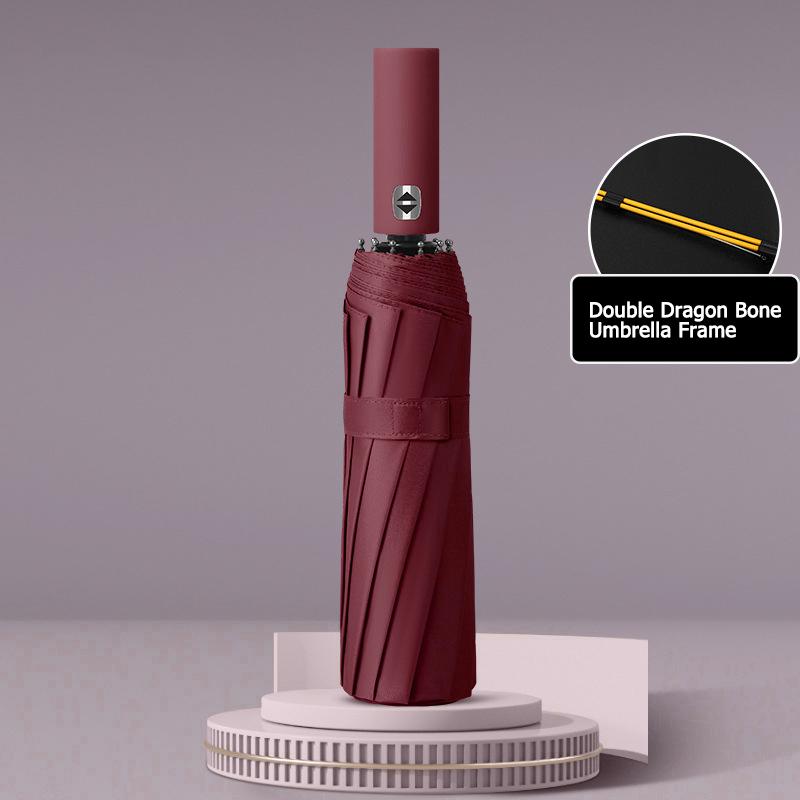 24 Bone Fully Automatic Umbrella Large, Black Rubber Sunshade Umbrella, Sun Protection Umbrella, Folding Sunny Umbrella.zwq