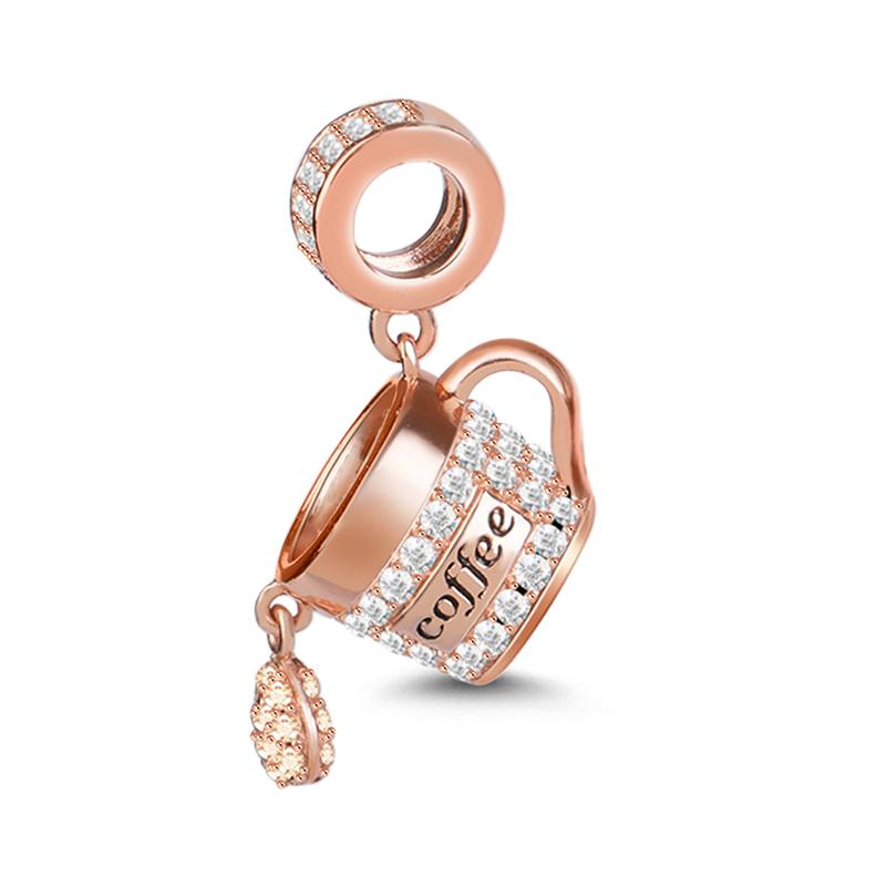 New Copper Red Wine Cup Coffee Cup Beverage Can Exquisite Charm Pendant Diy Beads Fit For Original Bracelets Women'S Jewelry