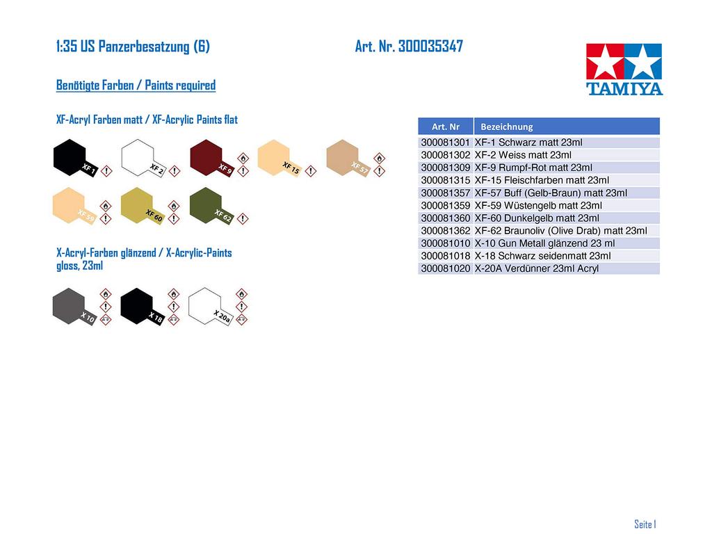 Tamiya 1/35 Military Miniature Series No. 347 U.S. Army Tank Crew Set, European Front, Plastic Model Kit 35347