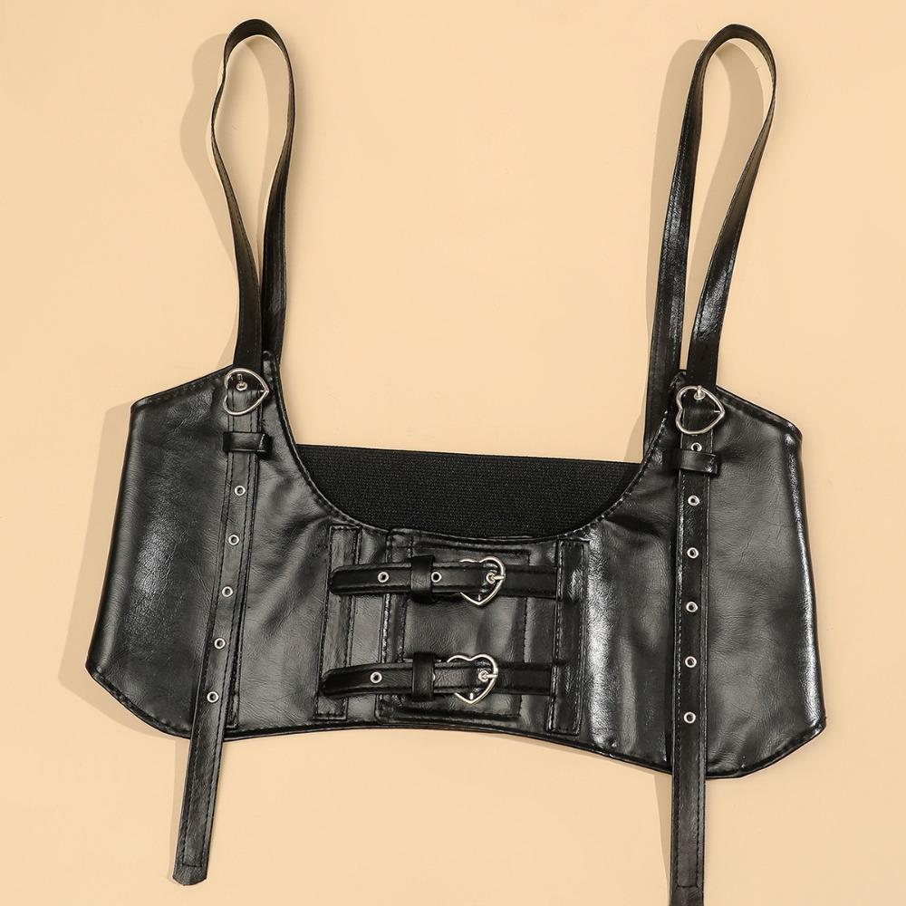 PU Leather Suspenders Elastic Cummerbunds High Waist Waist Corset Fashion Wide Belt  Ladies