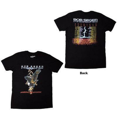Bob Seger & The Silver Bullet Band T-Shirt: Tour '86 (Black) (Back Print) OFFICI