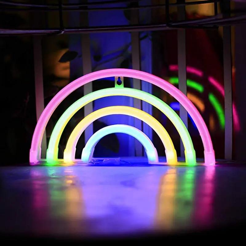 Rainbow Neon Signs with Base,LED Light, Atmosphere Lighting for Wall,Night Lamp,for Christmas,Winter,Birthday,Party,Home Decor