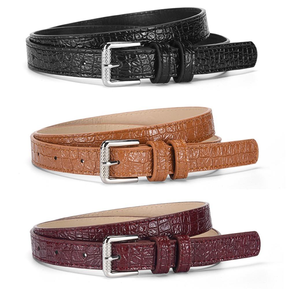 PU Leather Women's Belt Crocodile Pattern Leather Belt Vintage Waistband Belts  Jeans