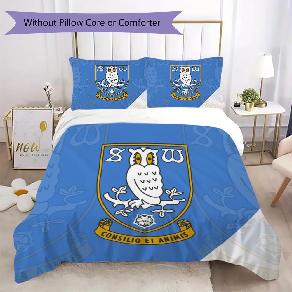 Sheffield Wednesday FC Owl Pattern Bedding,Quilt Set Quilt Cover Pillowcase Home Birthday Gift (1*duvet Cover+2*pillowcase,without core)XSJT0917523