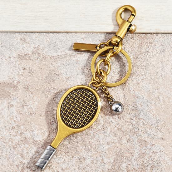 Keychain Pendant Sports Style Mini Racket Tennis Ball Design Key Chain Lightweight Bag Pendant Car