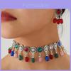 Ethnic Style Vintage Necklace Set With Water Diamond Pendant For Women